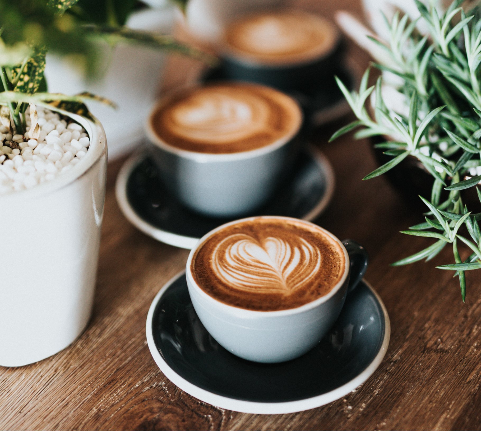 Coffee with heart design in coffee cups | coffee in cups | Hard Bean