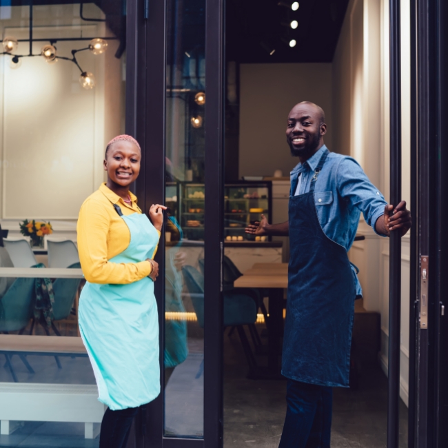 train-staff coffee shop filled with busy customers | hard bean